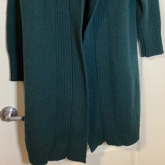 Wallis Women's Open Front Cardigan Duster Size M Dark Green Chunky Warm - Picture 3 of 8